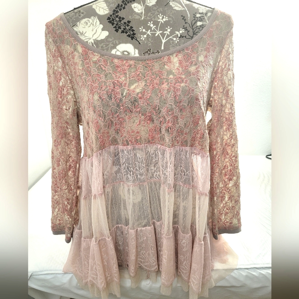 Free People Pink Lace Women's Top